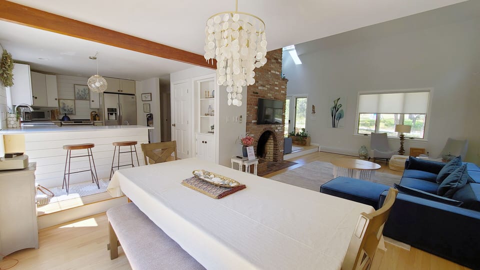 Dining room opens to living room and kitchen