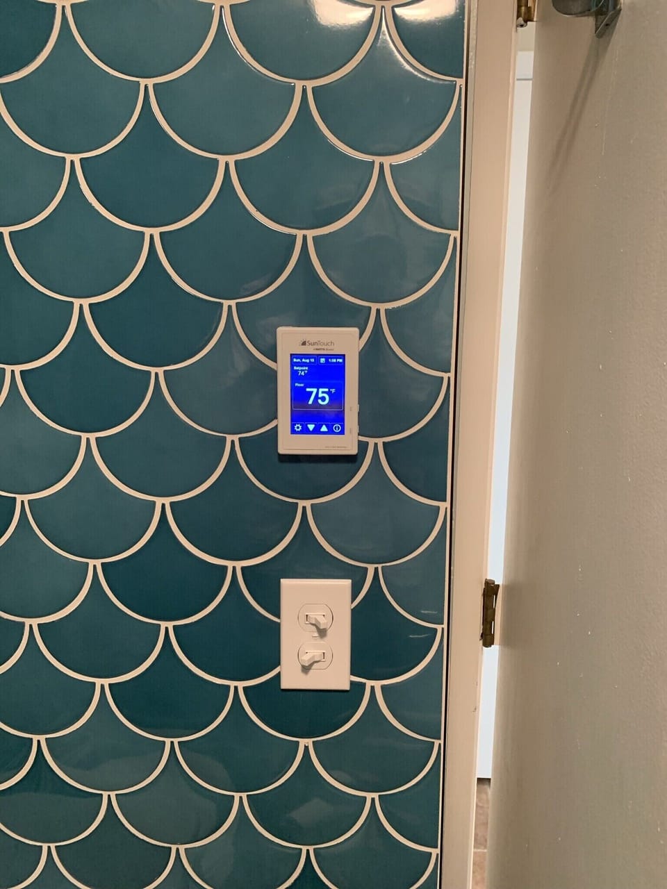 Lower-level full bath, in floor heat