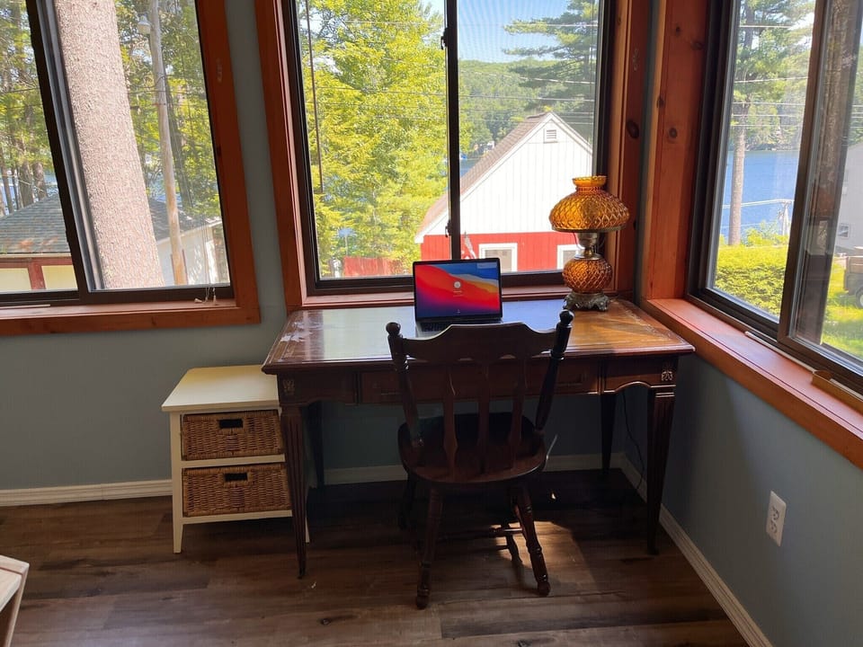 Dedicated working desk downstairs. We have strong WiFI for WFH