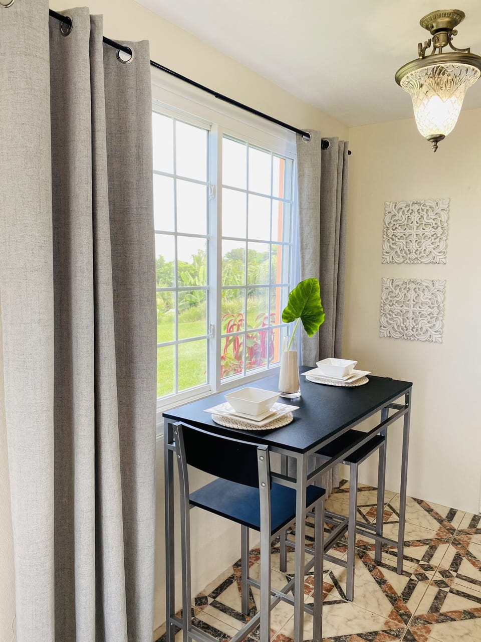 Open dining area with ocean view 