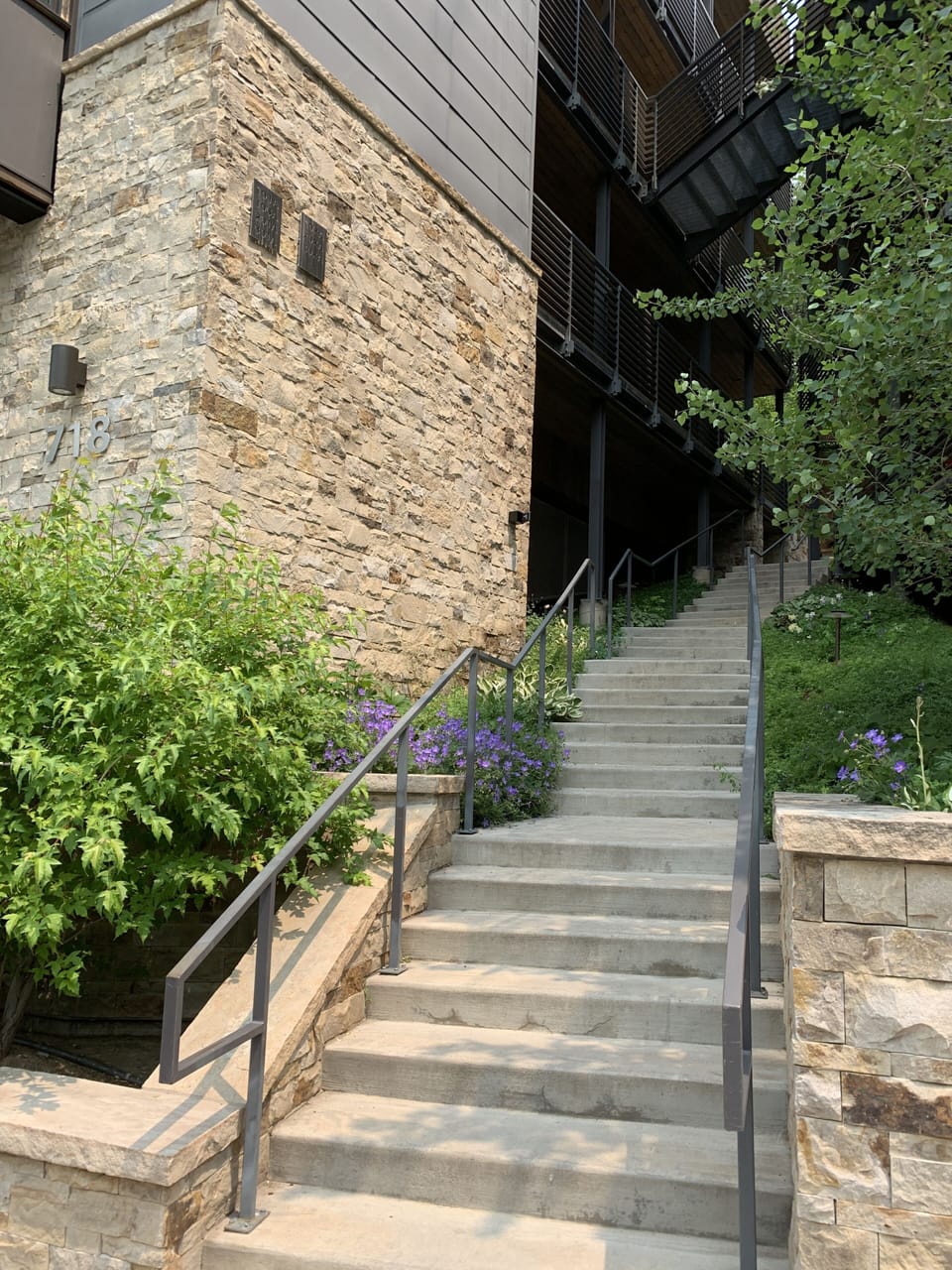 Stairs from parking lot up to unit 201A