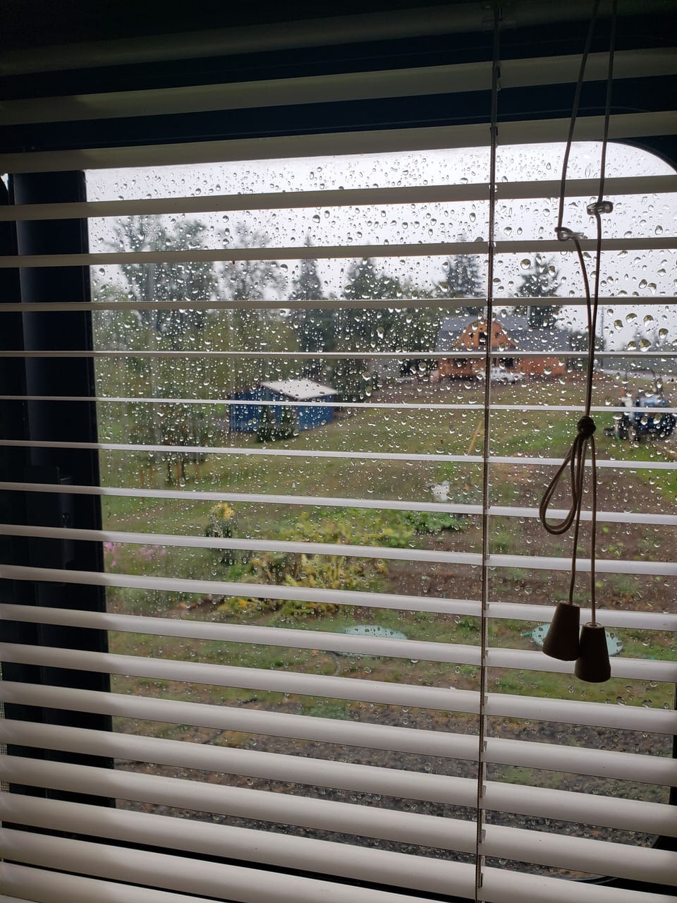 raindrops on window and heat to be warm inside 