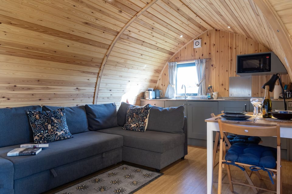 Bass Rock Pod - view from sitting area to kitchen area