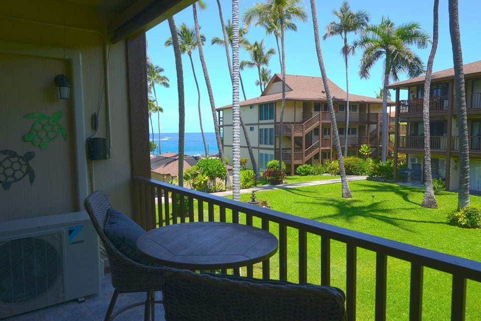 Ocean view, pool view, and garden view from the large lanai.