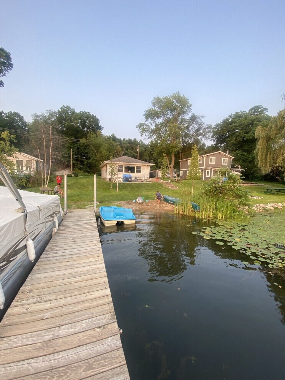 View from the end of our Private dock with beach
