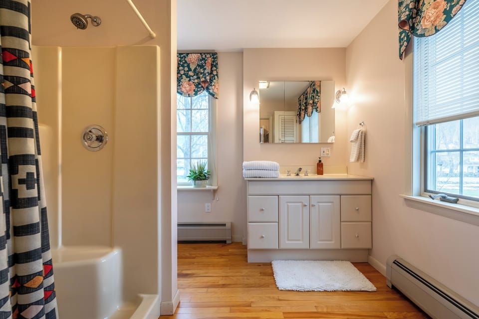 Primary bathroom with shower.