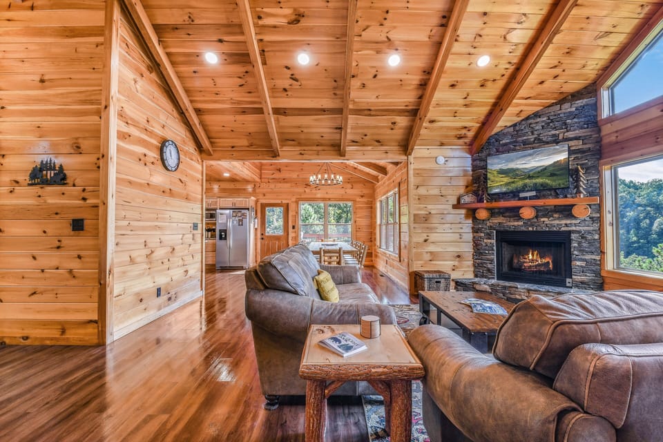 Indoors, Hardwood, Fireplace, Furniture, Living Room