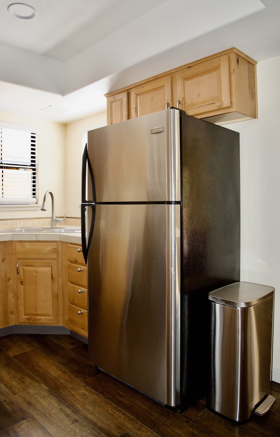 Fridge with ice maker and ample storage.