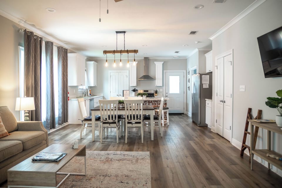 Living room and open kitchen