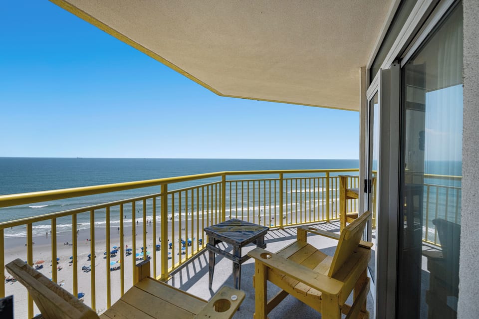 Sit outside and relax on this ocean front balcony and listen to the waves.
