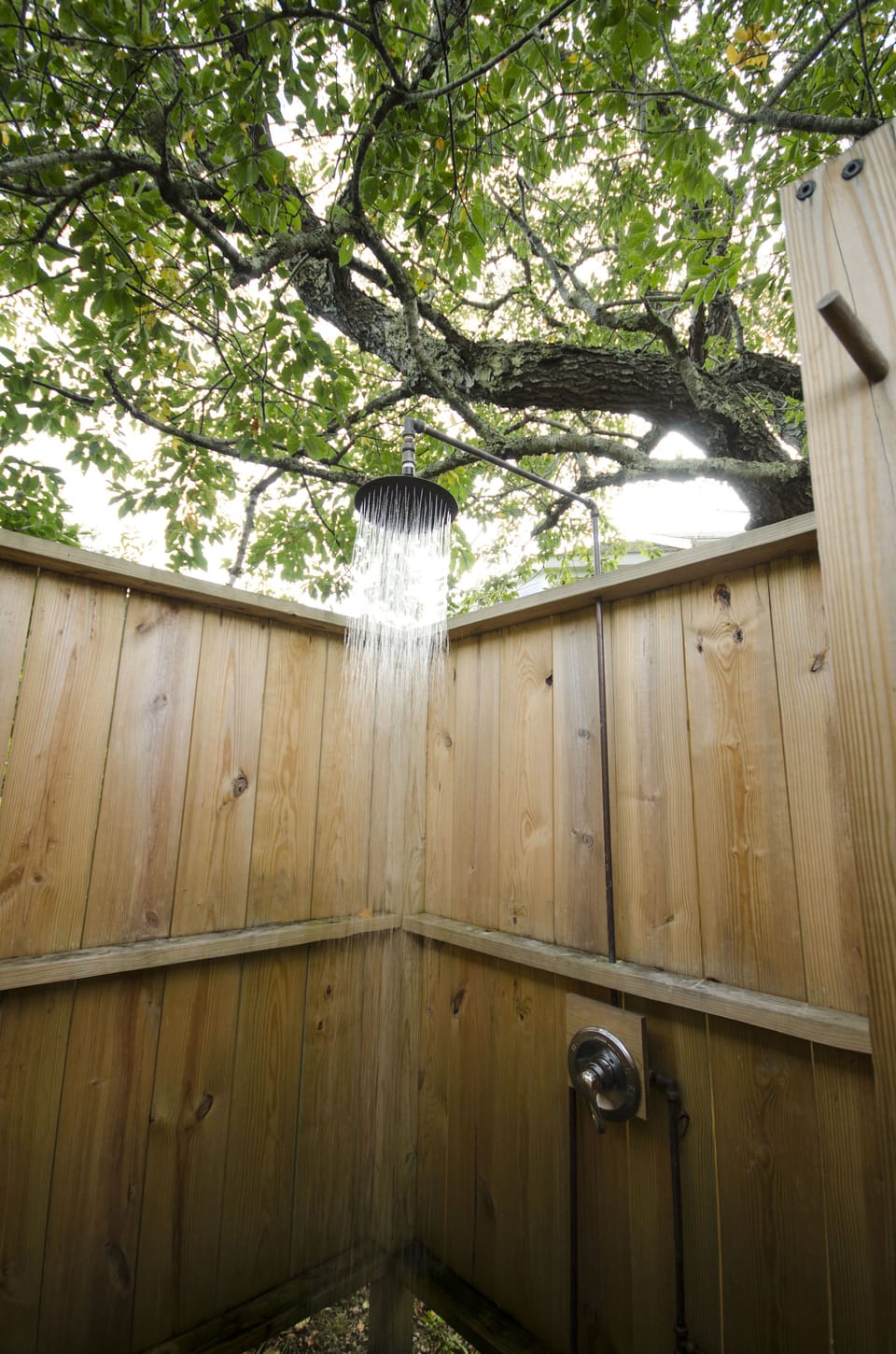 The brand new outdoor rain shower with full hot/cold capability