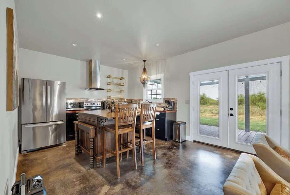 Spacious and bright kitchen.