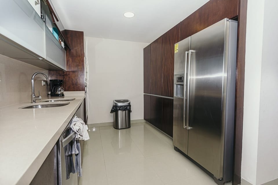 Indoors, Refrigerator, Floor, Kitchen, Flooring