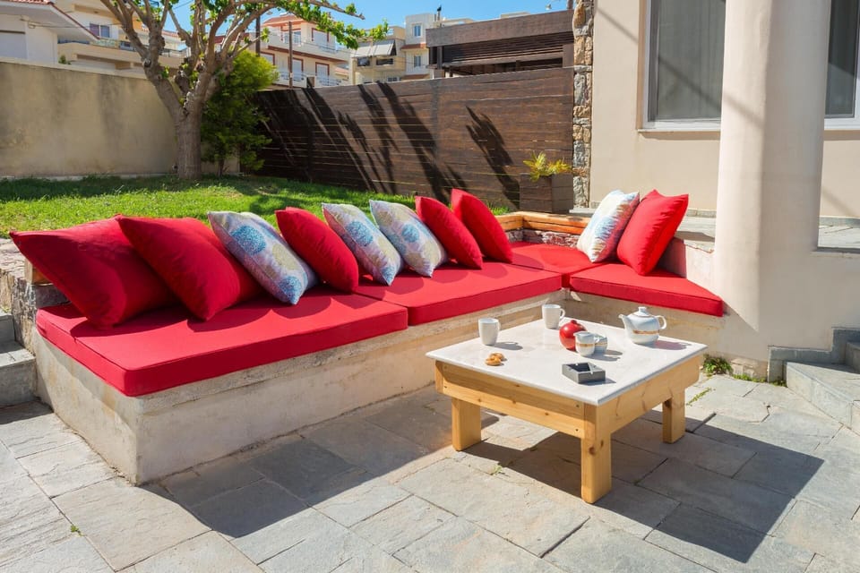 Garden. Big outside sofa with cousins