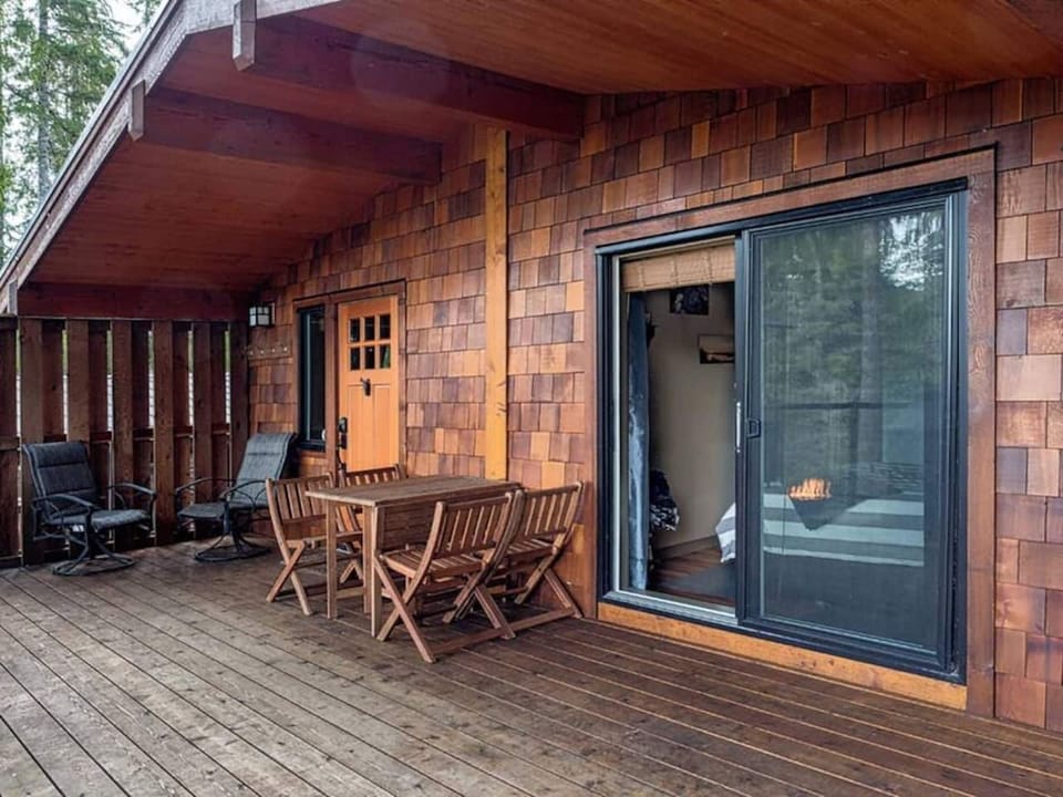 The Cottage entrance and sliding door from the bedroom