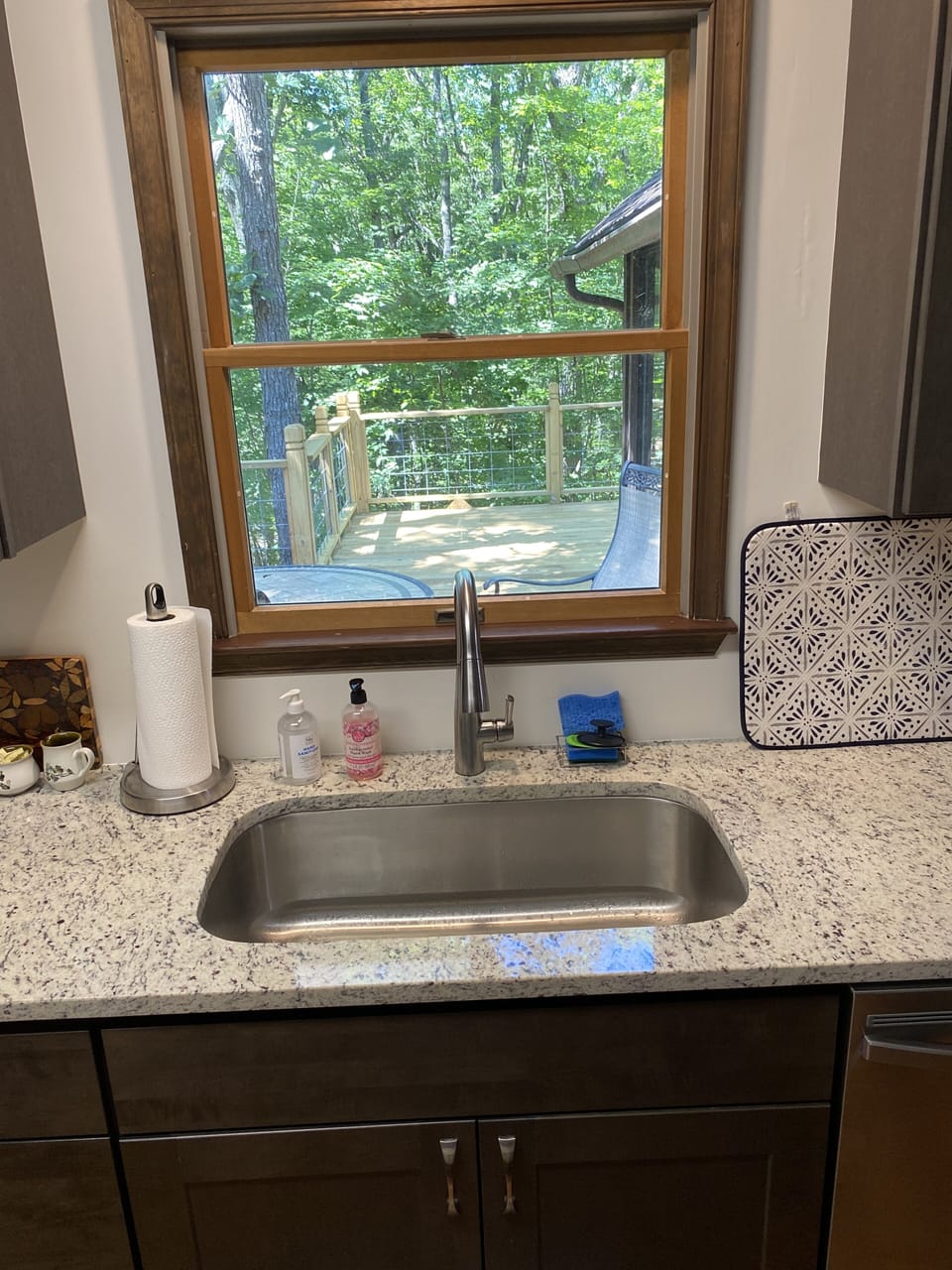 View out the back deck from kitchen
