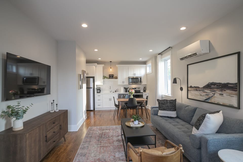 First floor living room, dining room, and fully stocked kitchen! 