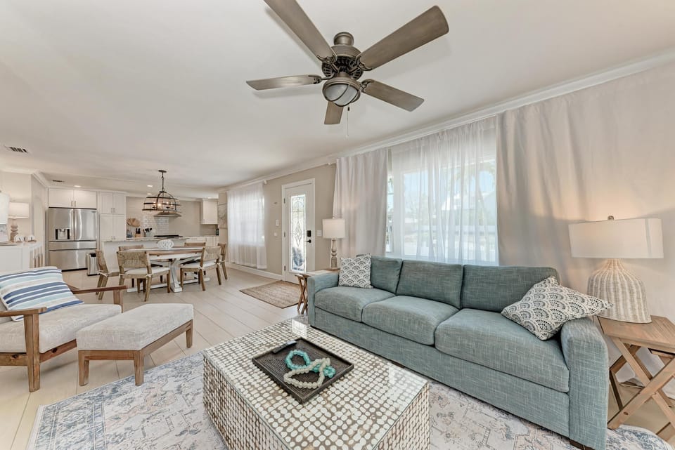 Cozy coastal cottage living room