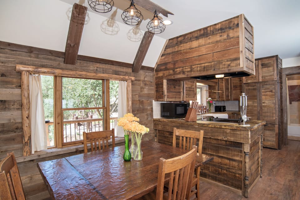 Dining area looking into kitchen