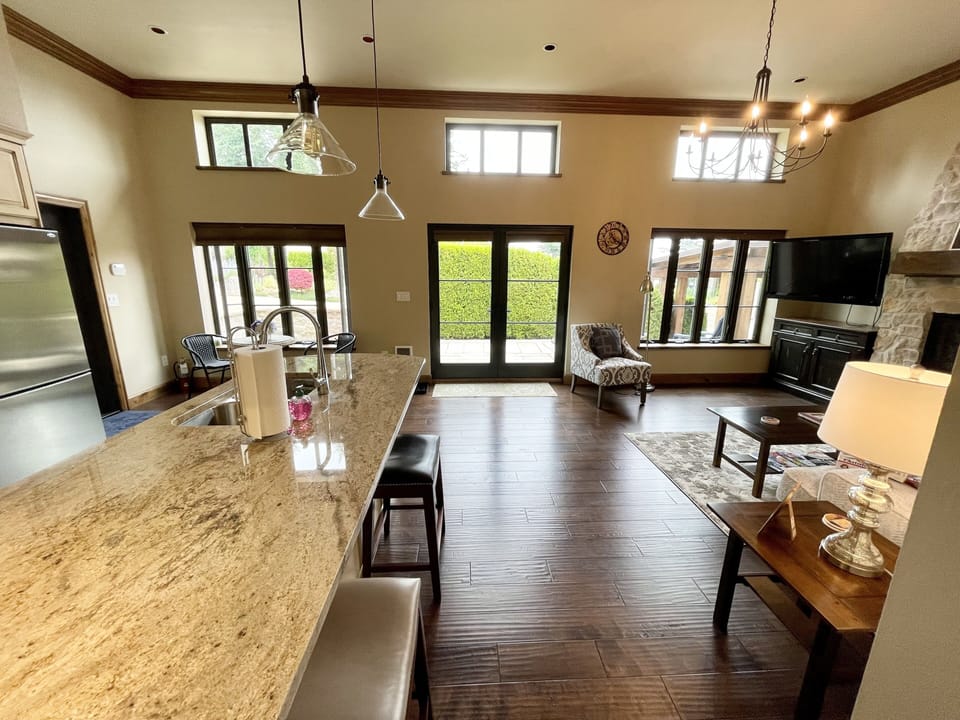 Main living, kitchen, dining view