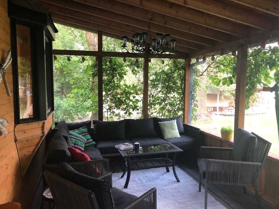 A sitting area in the porch