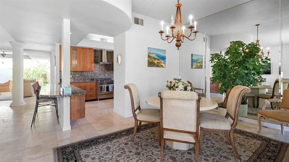 Dining table and counter seating