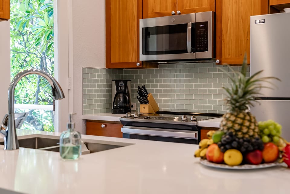 Modern kitchen with stainless steel appliances