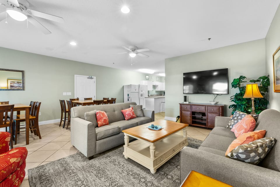 Perfect room for friends and family to gather around for movie night.