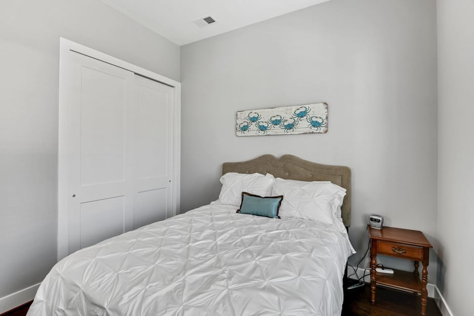 First floor bedroom.  Queen bed.  2 large closets.