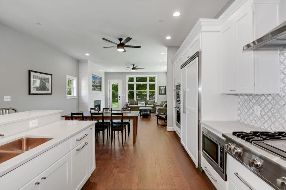 Open view from kitchen to living room