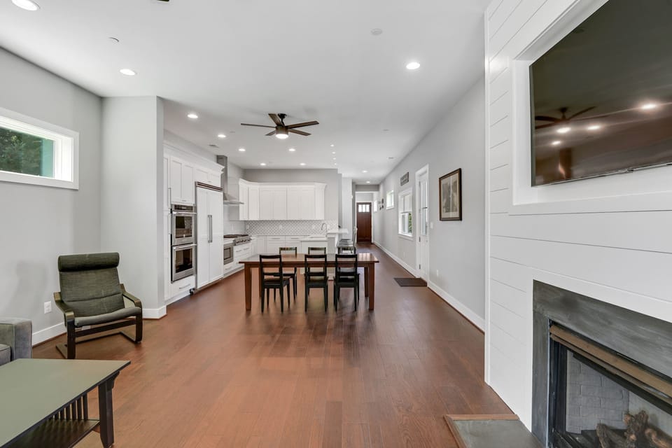 View from living room towards kitchen