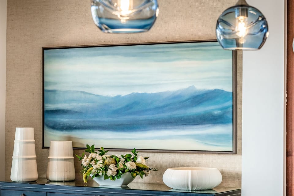 Original painting in dining alcove created by renowned artist Stephanie Sachs.