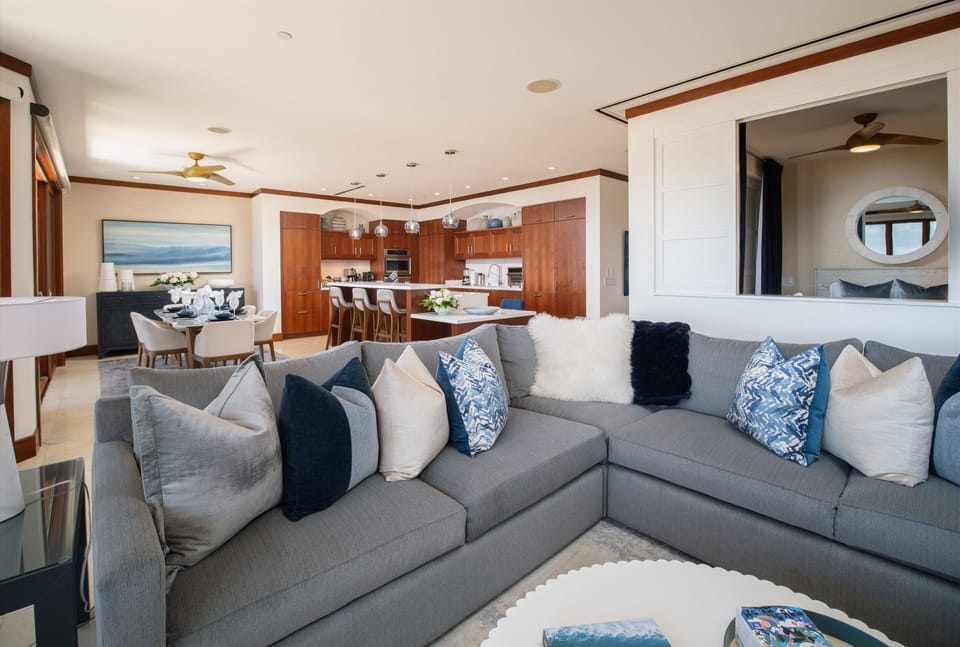 Extra-large living area featuring separate den/private additional sleeping area