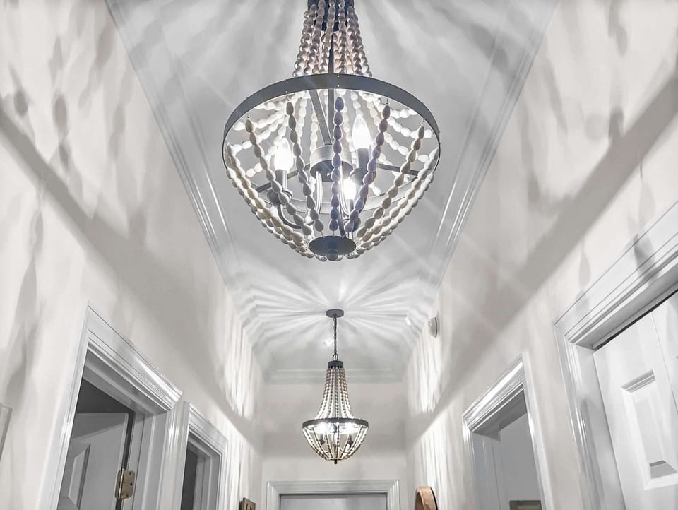 Stunning light fixtures in the entry hallway