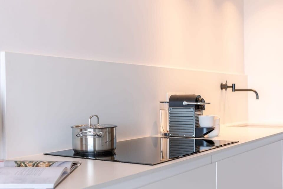 Modern kitchen blended in with the dining area