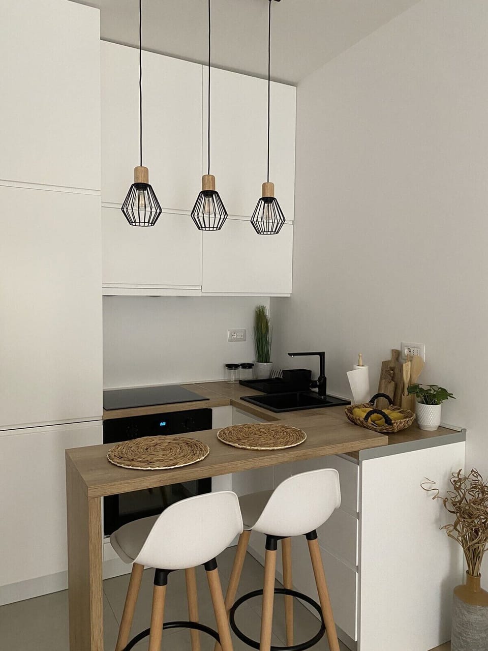 Dining area with chairs and table.
