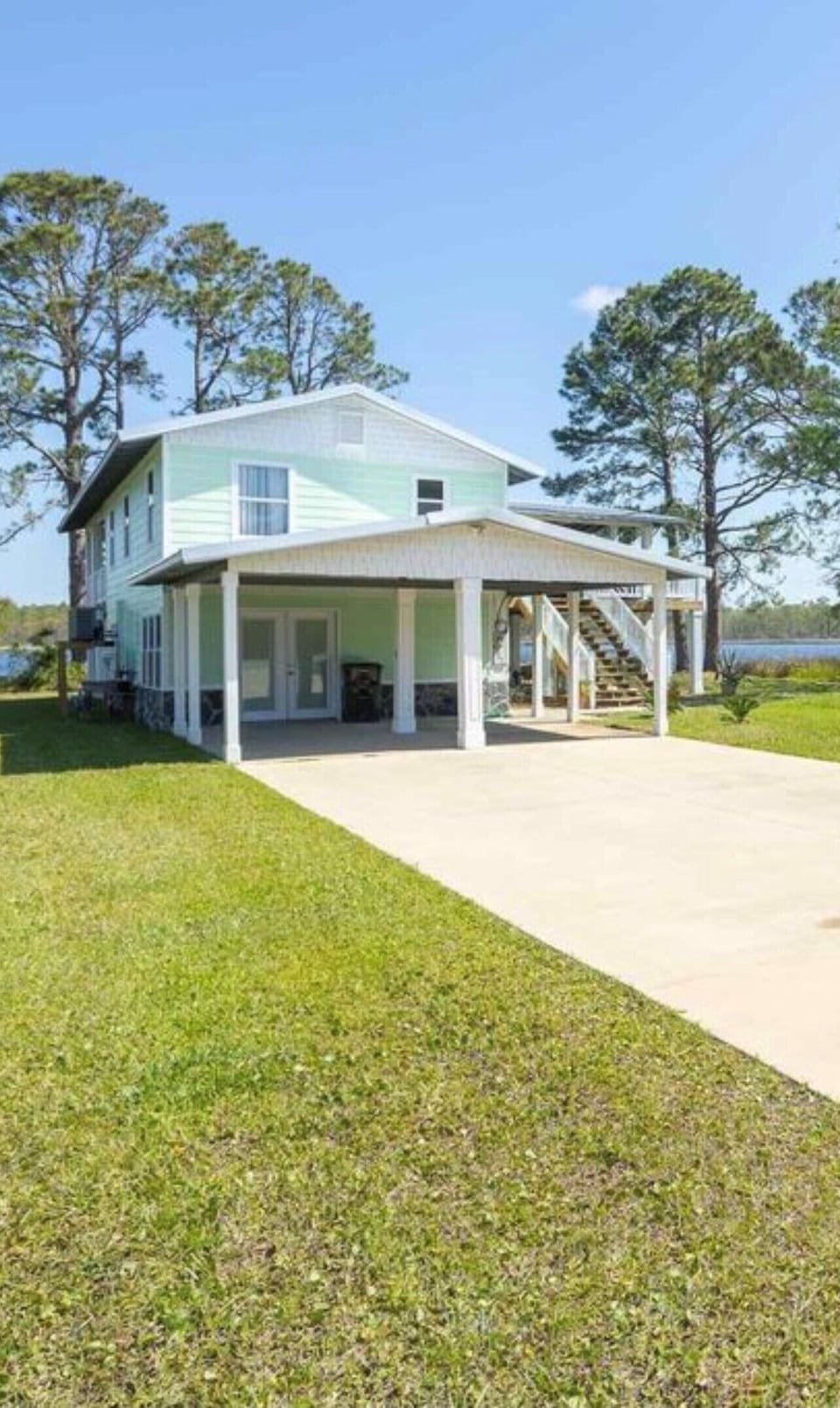 Front Covered parking and flat Driveway