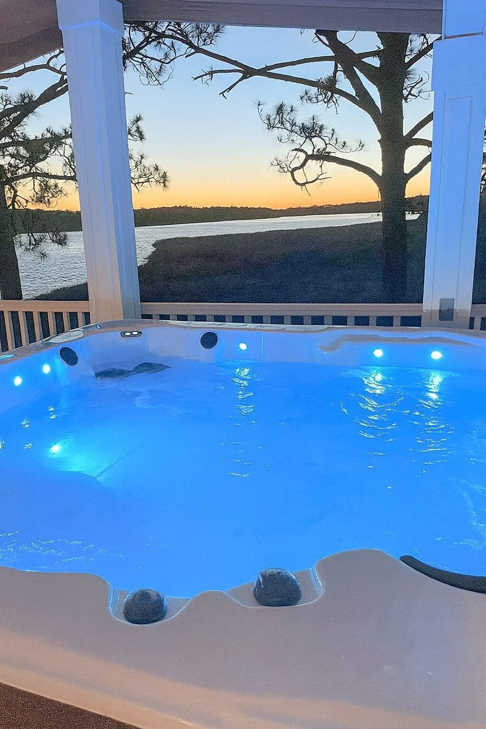 Sunrise over the secluded hottub