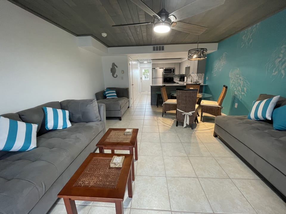 View from living room to front door