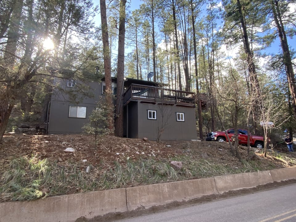 View of cabin from road