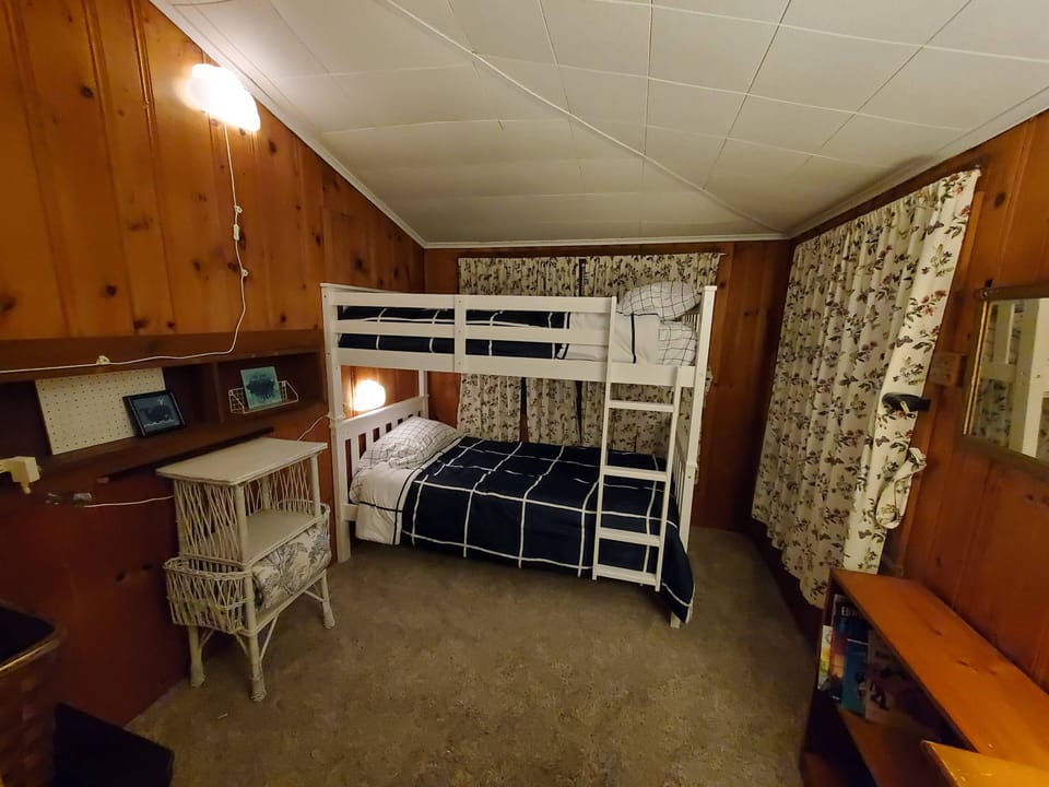 Second bedroom has a bunkbed and space to play