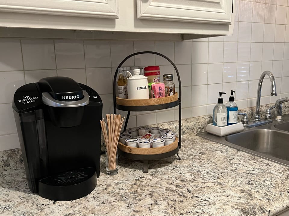 Fully stocked coffee bar