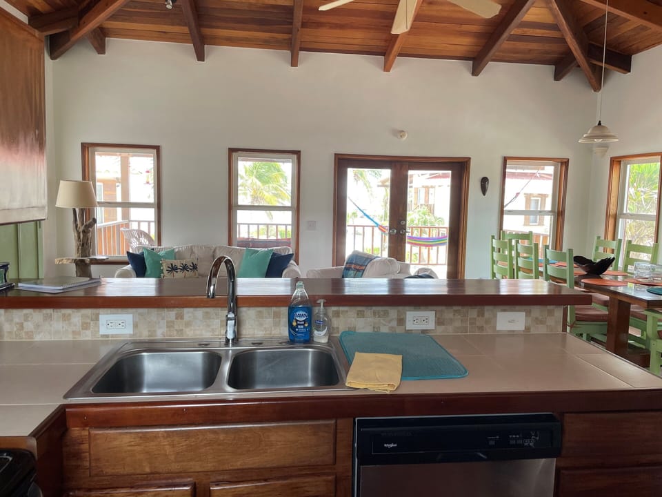 Kitchen view to ocean and veranda