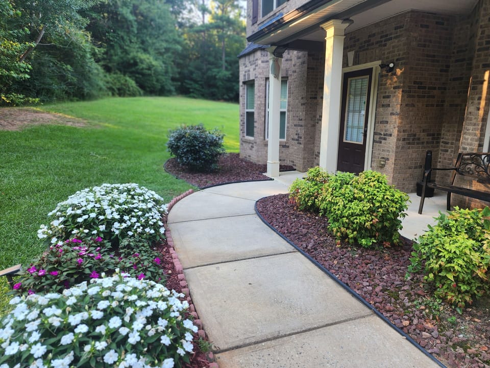 Side view of the front entrance from the driveway.  