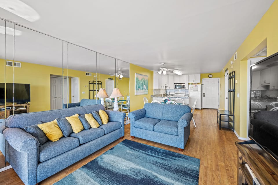 The ocean front living room is fabulous for movie night with the family.
