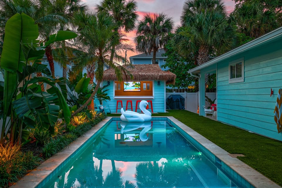 Private heated pool for year-round swimming