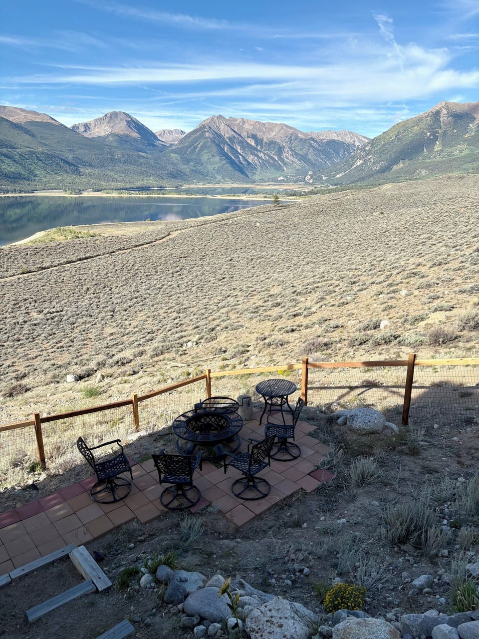Fenced area and fire pit