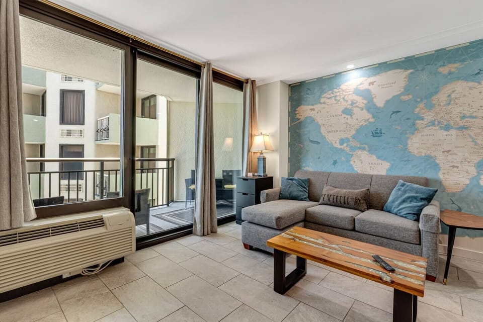 This suite has ceramic tile floors, new paint, upgraded furniture, and a cozy fireplace.