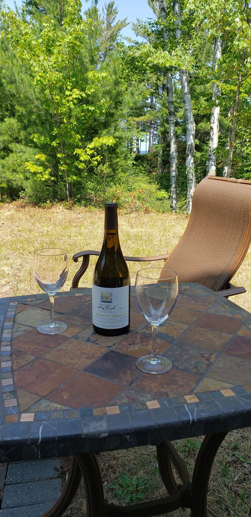 enjoy a glass of wine with a view of the lake 