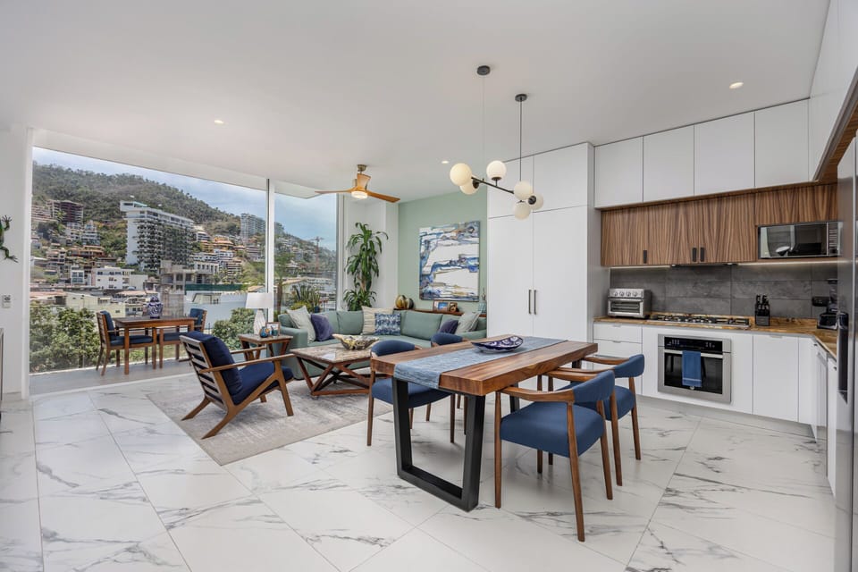 Living Room — Comfortable and stylish living room with smart TV and panoramic view